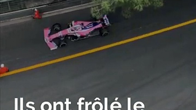 Les images de l'accident évité de justesse entre Sergio Perez et des commissaires de piste au Grand Prix de Monaco