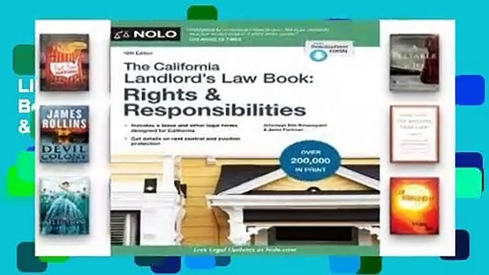 Library  California Landlord's Law Book, The: Rights & Responsibilities: Rights & Responsabilities
