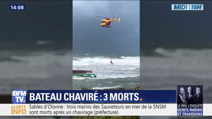 Bateau chaviré aux Sables-d'Olonne: des pompiers et des plongeurs encore en intervention