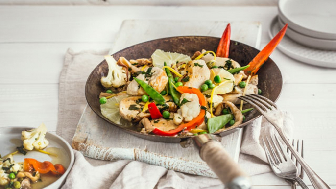 Pollo con verduras