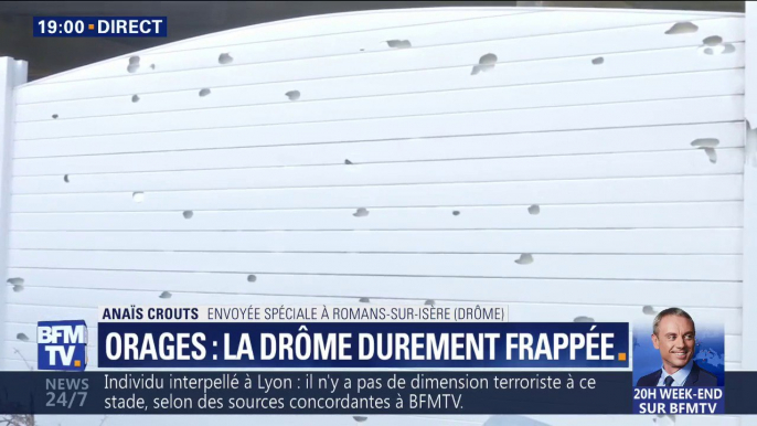 "C'est un désastre, je suis effondrée." La maison de cette habitante de Romans-sur-Isère a été ravagée par la grêle