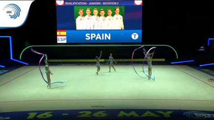 Spain - 2019 Rhythmic Gymnastics Europeans, junior groups 5 ribbons qualification