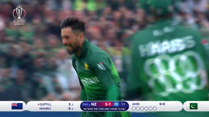 Amir takes Guptill with his first ball