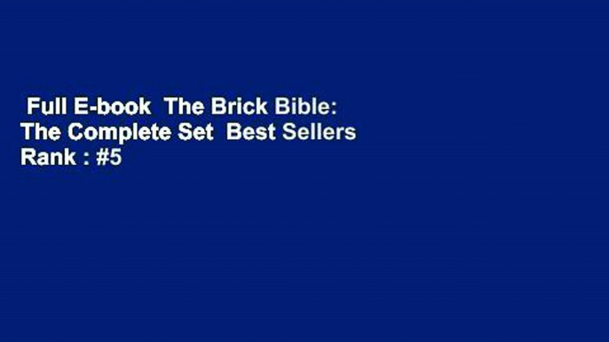 Full E-book  The Brick Bible: The Complete Set  Best Sellers Rank : #5