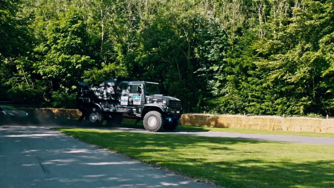 Kamaz Truck Jumps Over Drifting Lamborghini: Mad’ Mike Whiddett vs Eduard Nikolaev | Goodwood 2019