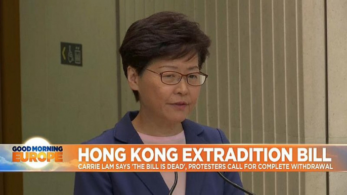 Hong Kong's Carrie Lam says controversial extradition bill is 'dead'