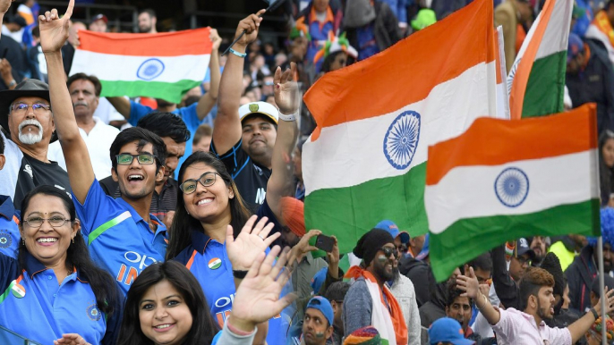 ICC Cricket World Cup 2019 : India Cricket Team Fans Waving National Flag At Old Ttrafford