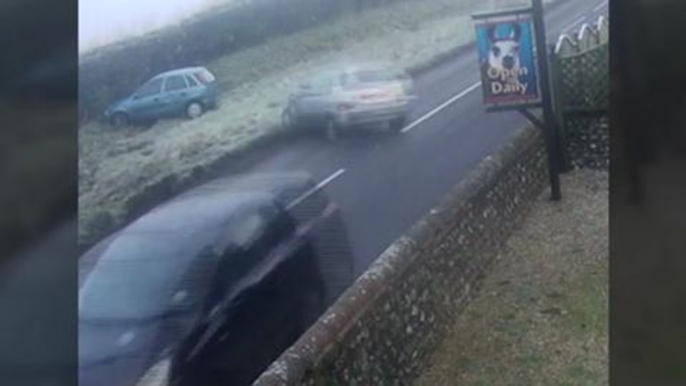 Car flips onto roof