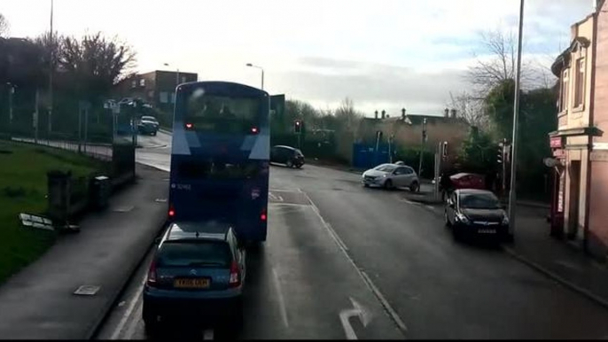 Wacky Races: Georgina Morris takes the bus to work.