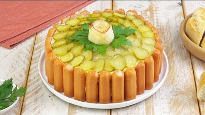 Kartoffelsalat mit Würstchen  - ein Rezept für den Klassiker als Torte oder Kuchen