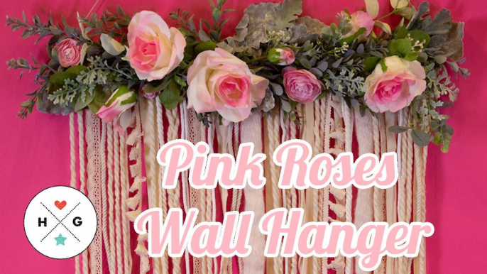 DIY Pink Roses Wall Hanger