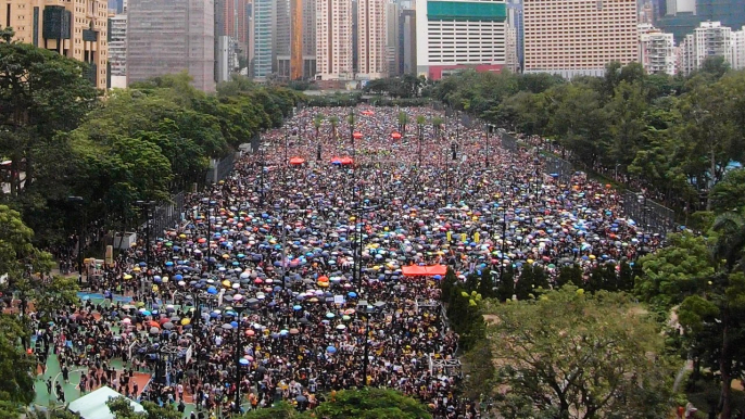 Protesters fill Victoria Park for anti-government protest