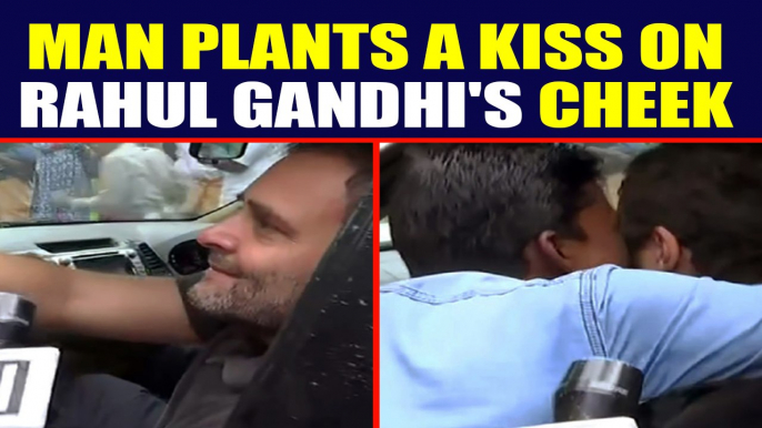 Rahul Gandhi gets kissed by a man in kerala, video viral