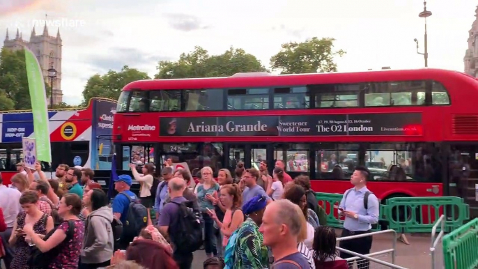 Anti-Brexit protesters block Parliament Square after the Queen approves Boris Johnson's plan to suspend Parliament