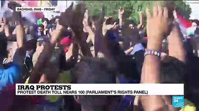 Iraq protest death toll nears 100 (parliament's right panel)