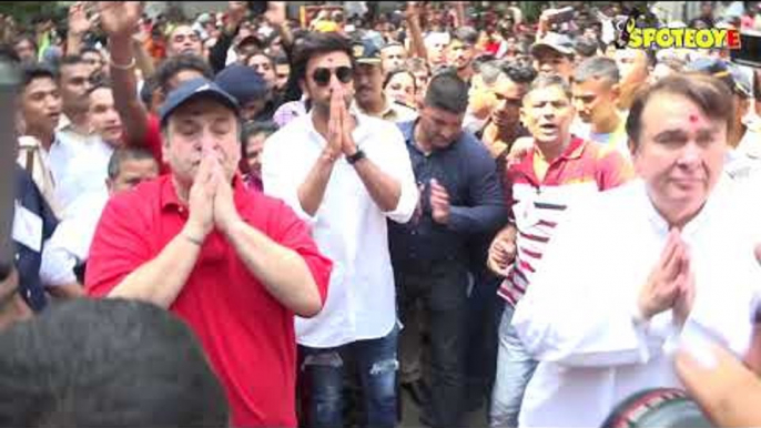 Uncut | Ranbir Kapoor with Dad Rishi Kapoor& Randhir Kapoor at RK Studios Ganpati Visarjan 2018