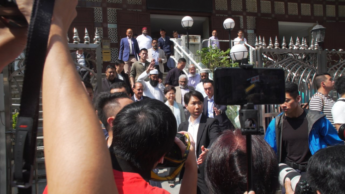 Hong Kong leader Carrie Lam visits Kowloon Mosque after water cannon incident at weekend protests