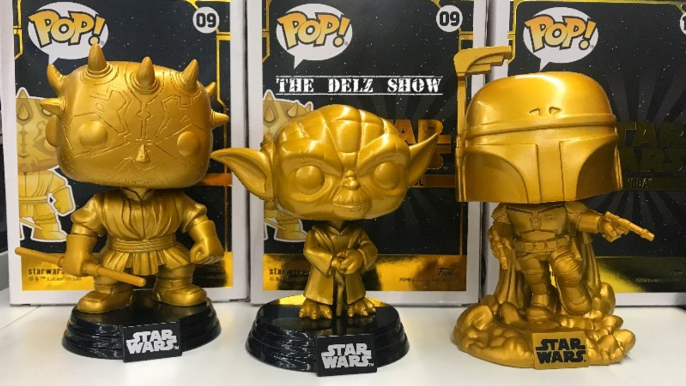 Stars Wars Gold Jango Fett,Darth Maul & Yoda Funko Pop Walmart Exclusive Vinyl Figure Unboxing Review