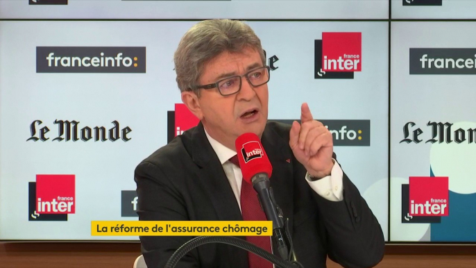 Jean-Luc Mélenchon sur la réforme de l'assurance chômage : "C'est une humiliation pour des milliers de chômeurs qui demanderaient à travailler et qui n'ont pas de boulot. (...) Madame Pénicaud est une personne blessante."