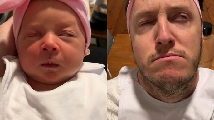 Un papa imite les expressions faciales de sa fille
