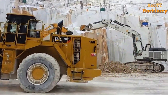 Dangerous Heavy Equipment Excavator Vs Marmo Work, Amazing Fastest Processing Granite Rock Machines (2)