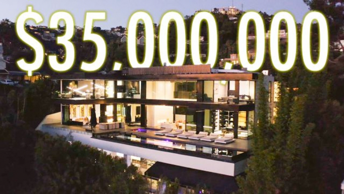 Inside a $35M Hollywood Mansion With a 2 Level Glass-Bottomed Pool