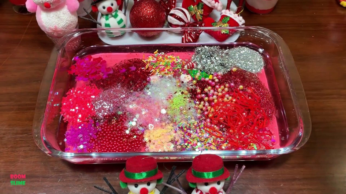 RED CHRISTMAS !! Mixing Random Things Into Clear Slime !! Satisfying Slime Smoothie #802