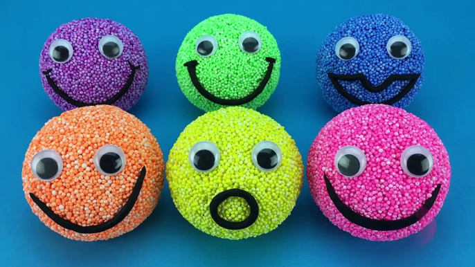 Learn Colors Play Foam Balls Smiley Face Surprise Toys Splashlings Kinder Surprise Eggs