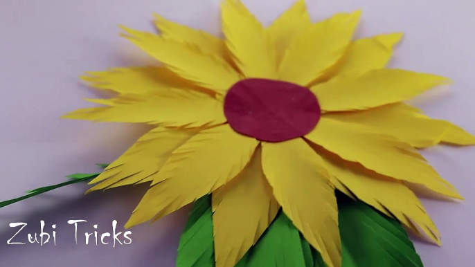 How to make sunflower with paper | Giant Paper Sunflower DIY | Room Decor ideas