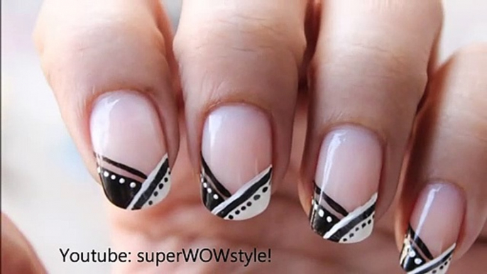 French Tip Abstract Nail Designs _ Easy Nail Art (in Black and White)