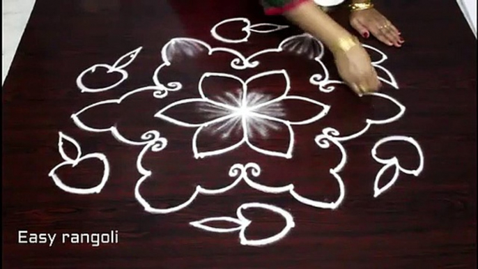 deepam kolam designs with 9x5 dots   creative rangoli designs with dots   muggulu designs with dots