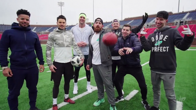 Football vs Soccer Trick Shots - Dude Perfect  - Amazing Sports