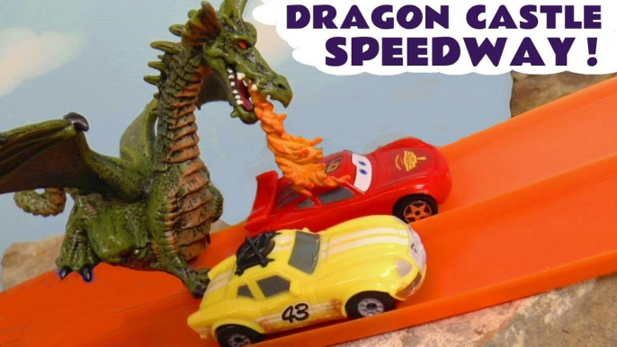 Hot Wheels Dragon Racing Challenge with Disney Pixar Cars 3 Lightning McQueen Funlings Race with Toy Story 4 Forky and Frozen 2 Elsa Full Episode English