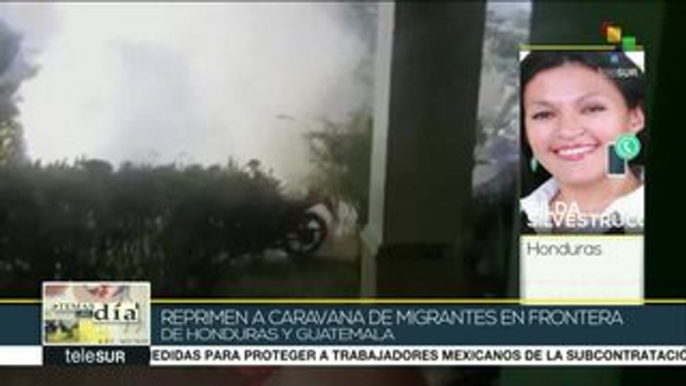 Policía guatemalteca reprime caravana de migrantes hondureños