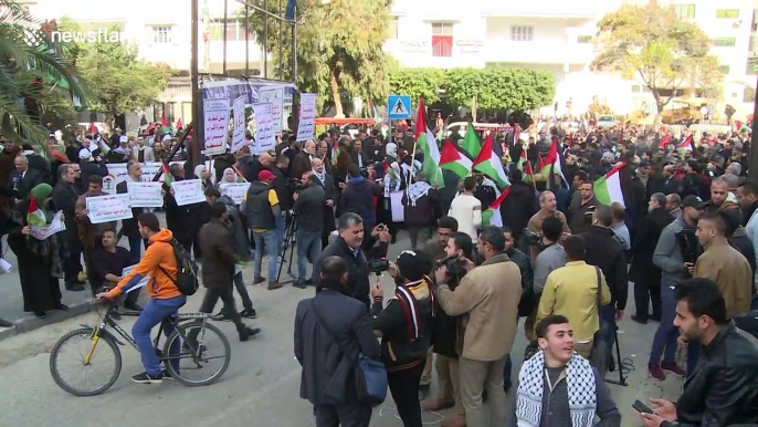 Palestinians in Gaza Strip protest against Trump's Middle East peace plan