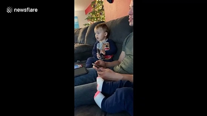 Boobies! Hilarious moment toddler in California responds to 'I love you" with "I love boobies"