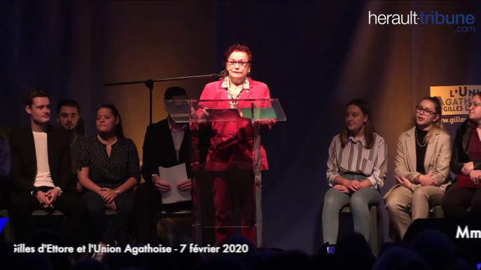 AGDE POLITIQUE - Intervention d'Yvonne KELLER lors de la réunion publique de Gilles d'Ettore et l'Union Agathoise