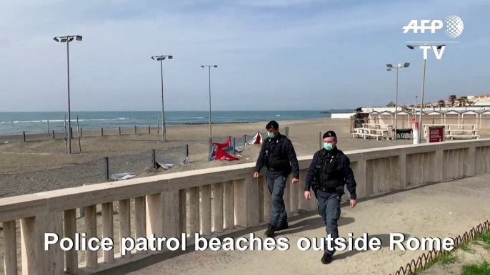 Coronavirus: Italian police enforce beach closures outside of Rome