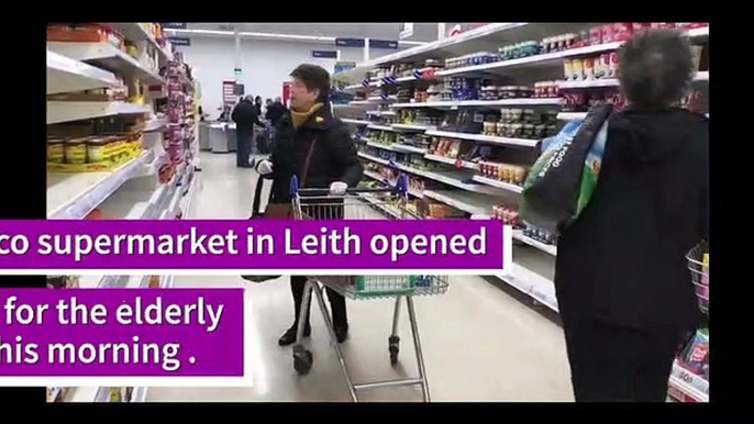 Coronavirus - Elderly and vulnerable shoppers shopping hour at Tesco in Leith, Scotland