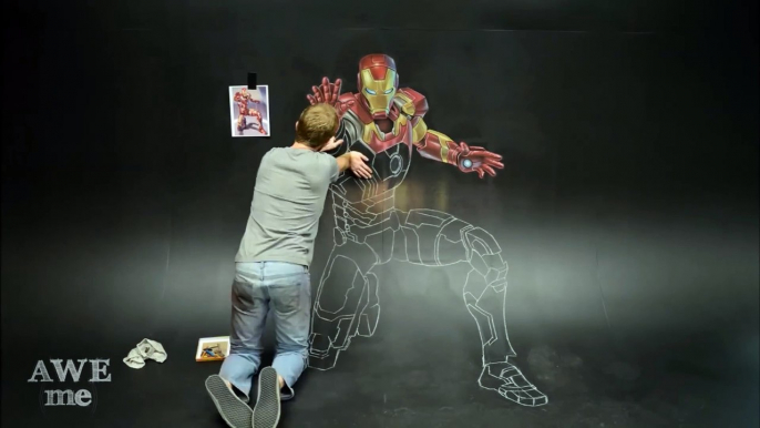 Iron Man's Armor - 3D Chalk Art Animation!