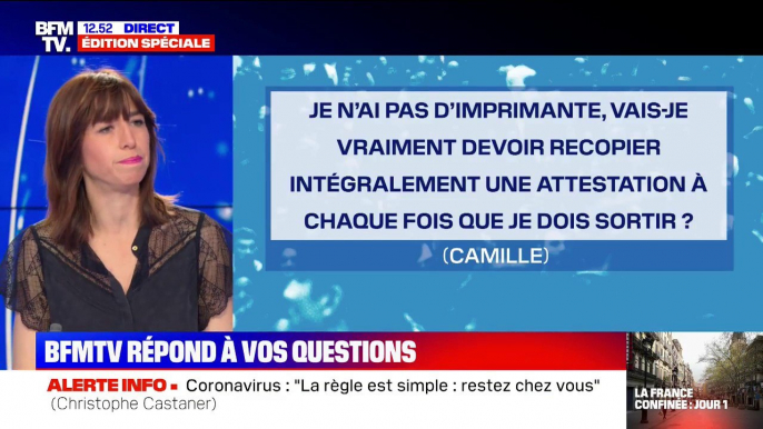 Je n'ai pas d'imprimante, vais-je vraiment devoir recopier intégralement une attestation à chaque fois que je dois sortir? BFMTV répond à vos questions