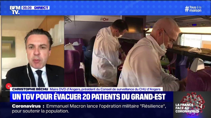 Patients transférés par TGV: le maire d'Angers Christophe Déchu considère qu'il s'agit "d'une solidarité naturelle et nécessaire"