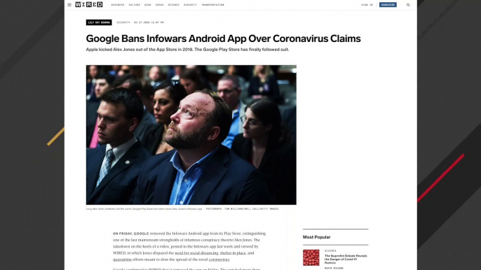 Alex Jones-Linked Infowars App Removed From Google Play Store