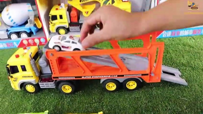 Kids Toy Videos US - Toy UNBOXING Construction Vehicles toys for kids - MB Excavator Dump Truck Cement Mixer Loader