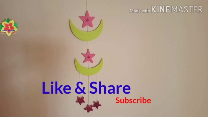 DIY moon and star wall hanging/ Christmas decoration/ Ramzan decoration ideas/ Easter decoration/ Eastercraft/ home decor/ moon and star room decor/ Ramzan Mubarak/ Eid Mubarak/ DIY craft/ star decorations for house/ paper craft/ easy paper craft/ crafts