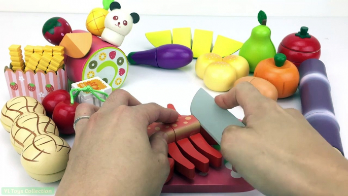 Learn Names of Fruit and Vegetables with Lobster Peanuts Wooden Cutting Toys Learning Videos