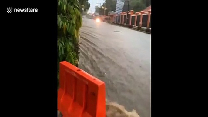 Heavy rains cause flash floods in West Java, Indonesia