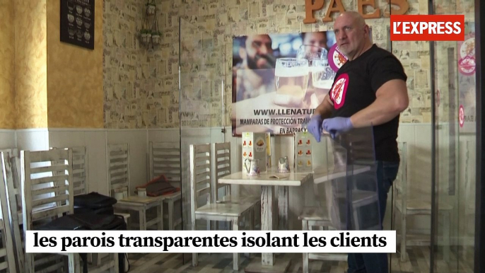 Déconfinement : en Espagne, des parois pour séparer les clients dans les bars