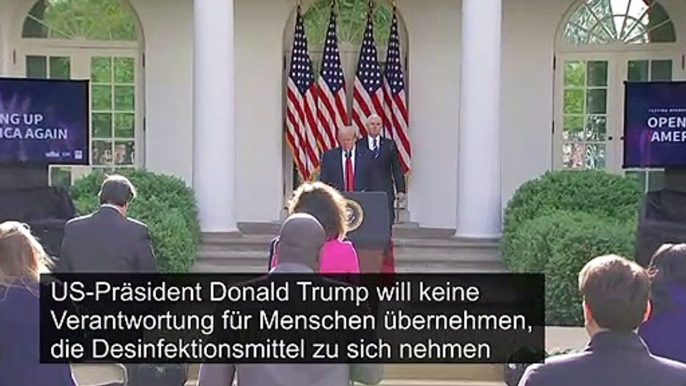 Desinfektionsmittel gegen Corona? Trump übernimmt keine Verantwortung