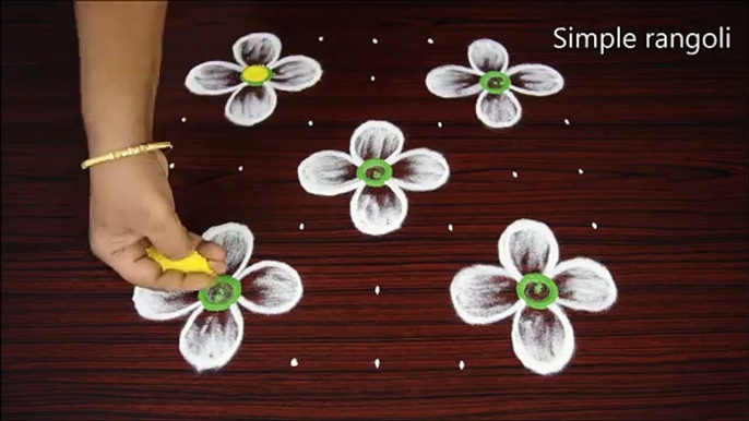 Birds flower, kolam design, - Lovely Birds, rangoli design ,with 7x5 cross dots, - Best flower muggulu
